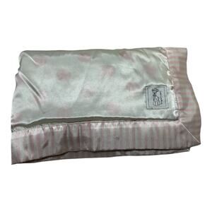 Little Giraffe Pink Polka Dot Striped Printed Satin Sherpa Baby Girl Blanket